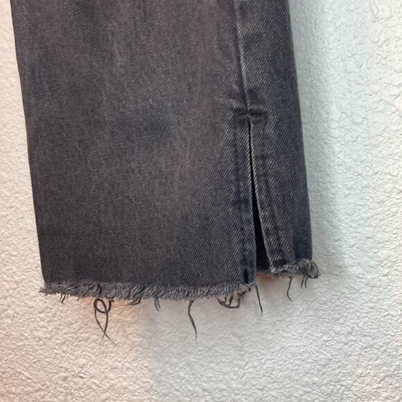 Topshop MOTO Wide Black Faded Cropped Jean - 26 Denim Rigid distressed top shot - Picture 3 of 13